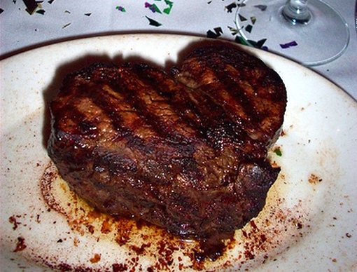 Cooked Heart Shaped Steak