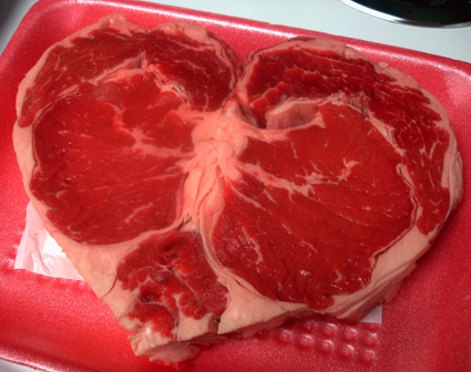 Uncooked Heart Shaped Steak
