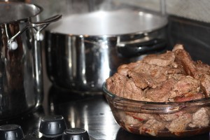 Beef ready to be added to sauce